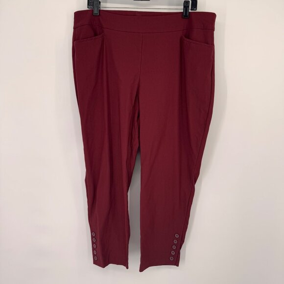 Chicos 3p Burgundy So Slimming Brigitte Button-Hem Slim Ankle Pants sz 16 petite - Picture 13 of 13
